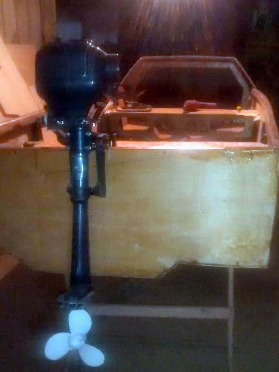 Boat with motor in place