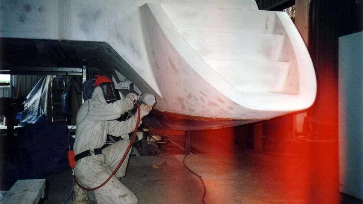 Painting the starboard hull