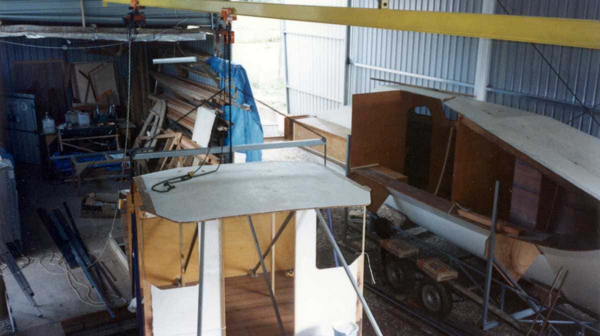 Port hull and bridge deck in new shed
